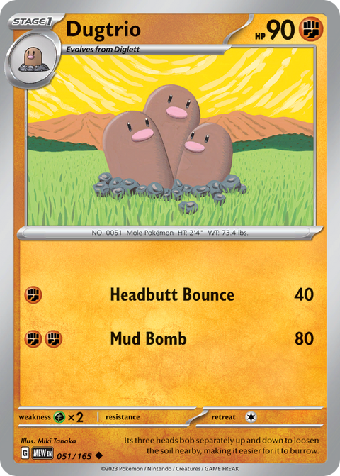 Dugtrio 51 151 Pokémon card