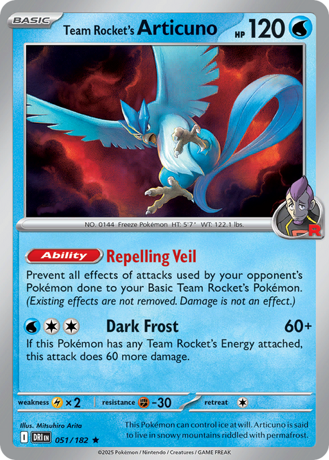 Team Rocket's Articuno 51 Destined Rivals Pokémon card