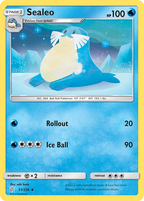 Sealeo 51 Cosmic Eclipse Pokémon card