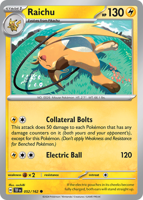 Raichu 52 Temporal Forces Pokémon card