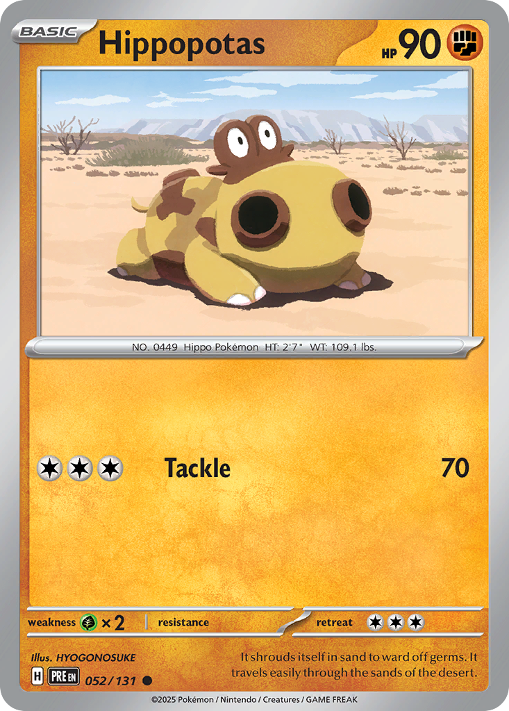 Hippopotas 52 Prismatic Evolutions Pokémon card
