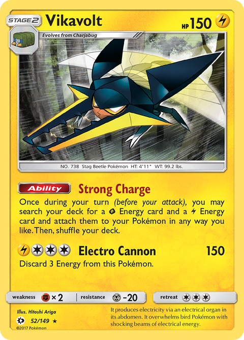 Vikavolt 52 Sun & Moon Pokémon card
