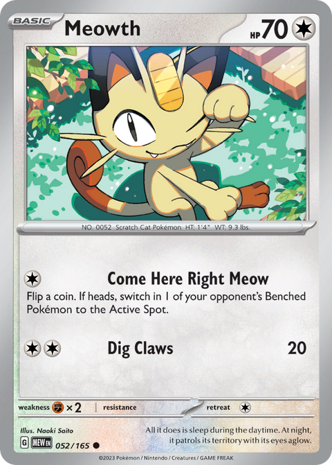 Meowth 52 151 Pokémon card