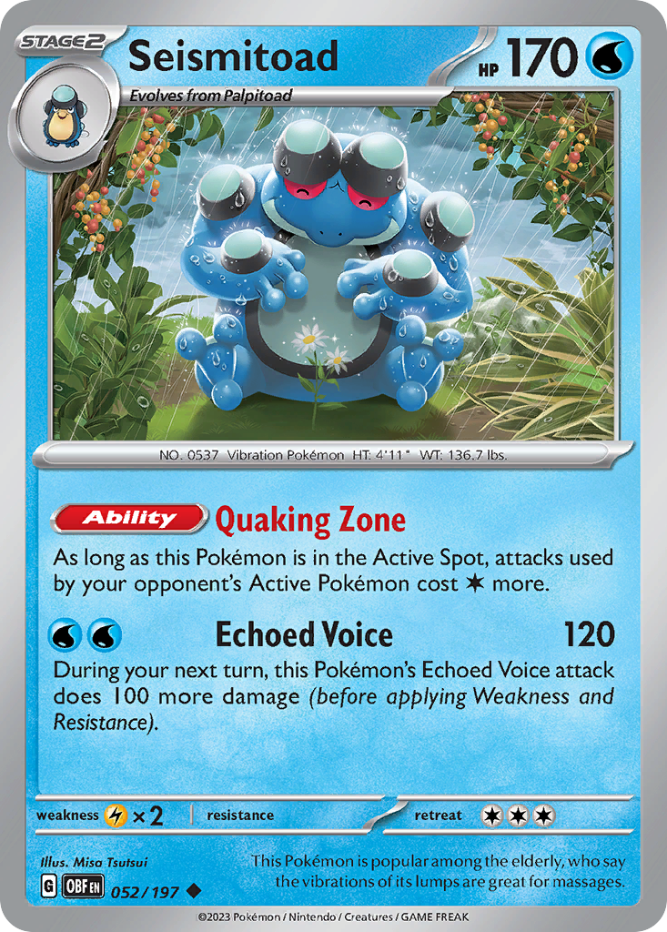 Seismitoad 52 Obsidian Flames Pokémon card