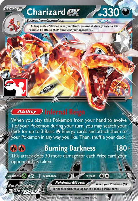 Charizard ex - 125/198 - Prize Pack Series Four — Play! Pokémon stamped prize pack card