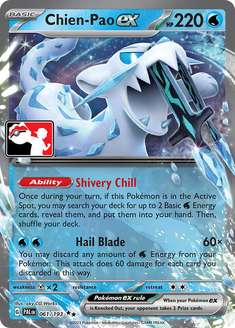 Chien-Pao ex - 061/193 - Prize Pack Series Five — Play! Pokémon stamped prize pack card