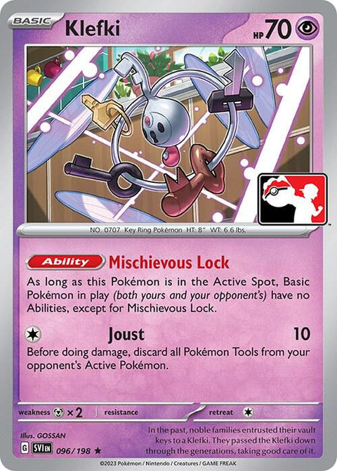 Klefki - 096/198 - Prize Pack Series Four — Play! Pokémon stamped prize pack card