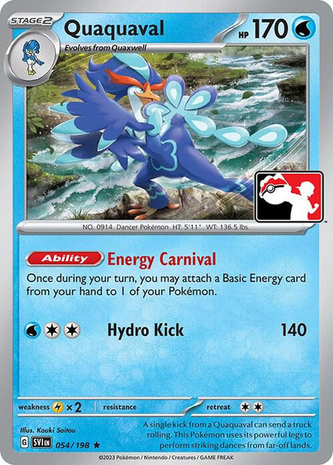 Quaquaval - 054/198 - Prize Pack Series Four — Play! Pokémon stamped prize pack card
