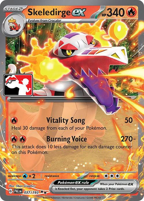 Skeledirge ex - 037/193 - Prize Pack Series Four — Play! Pokémon stamped prize pack card