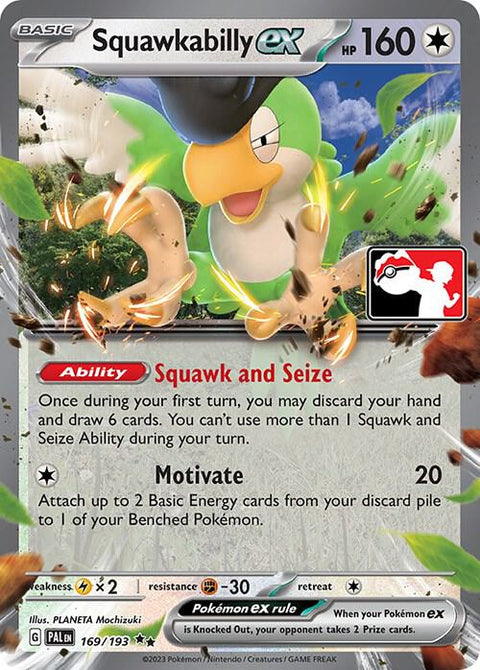 Squawkabilly ex - 169/198 - Prize Pack Series Four — Play! Pokémon stamped prize pack card