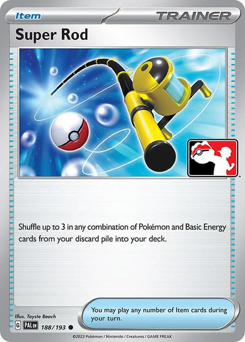 Super Rod - 188/193 - Prize Pack Series Four — Play! Pokémon stamped prize pack card