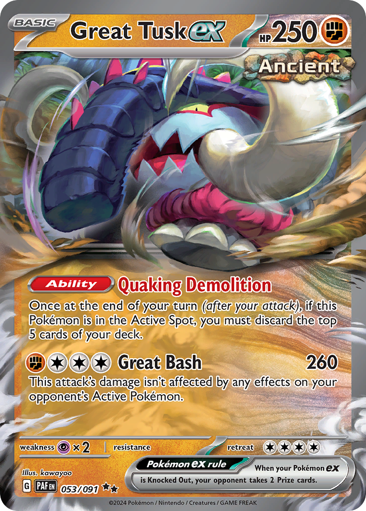 Great Tusk ex 53 Paldean Fates Pokémon card