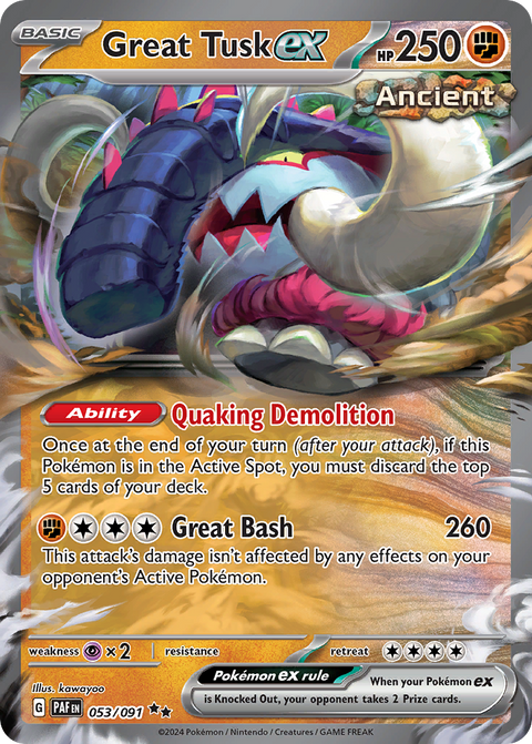 Great Tusk ex 53 Paldean Fates Pokémon card