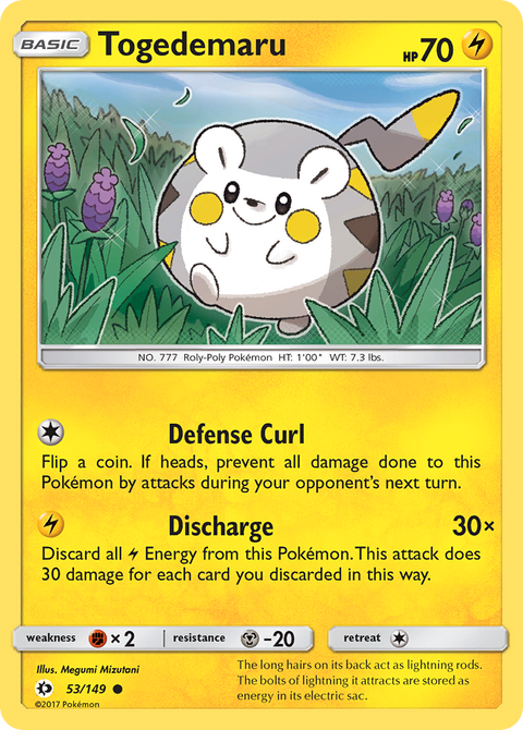 Togedemaru 53 Sun & Moon Pokémon card