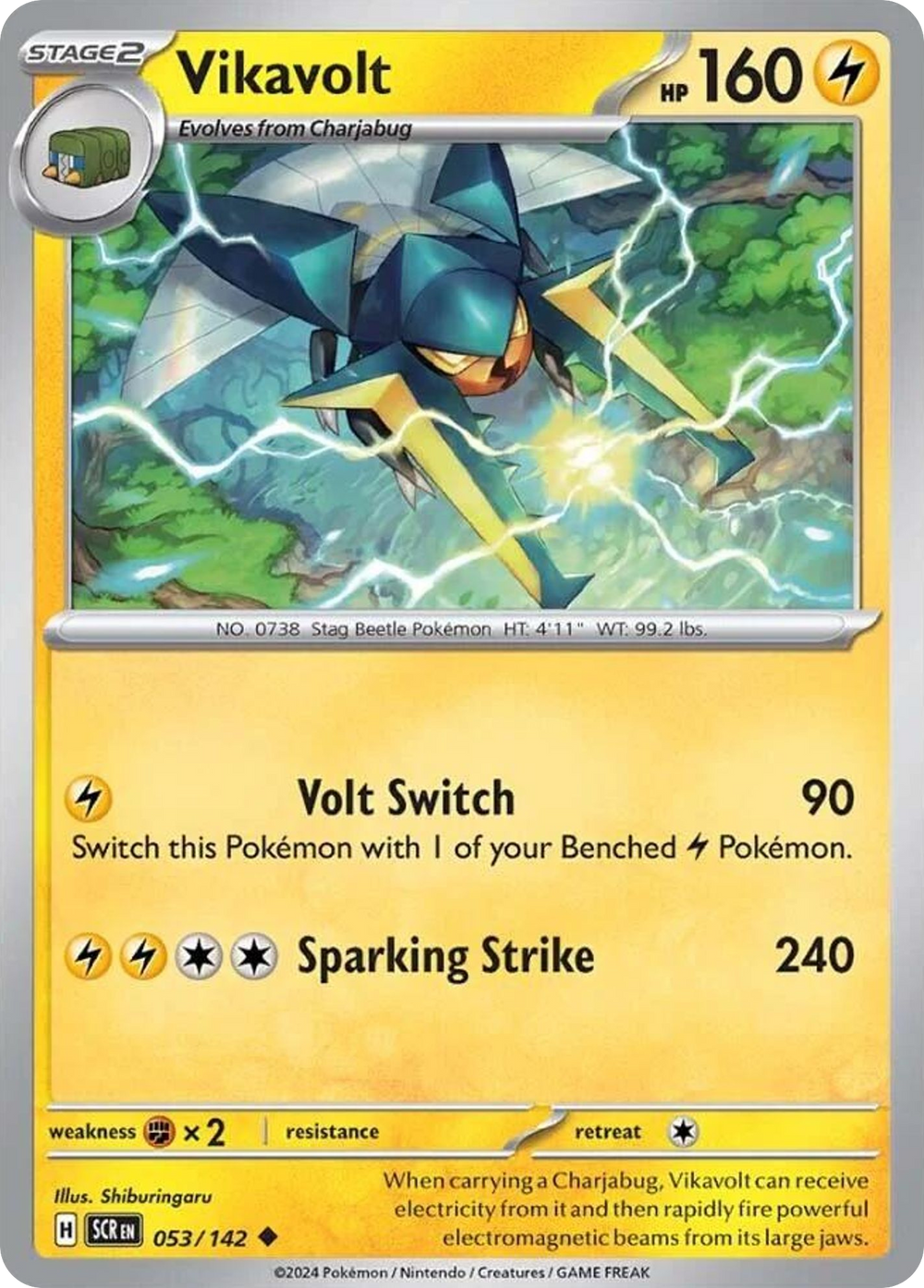 Vikavolt 53 Stellar Crown Pokémon card