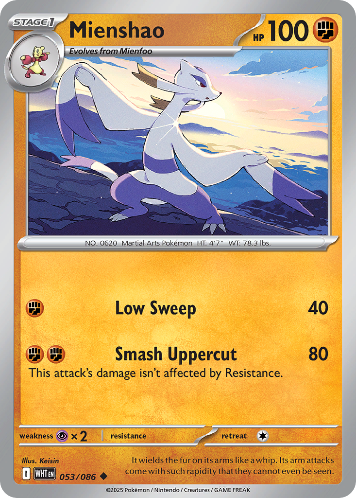 Mienshao 53 White Flare Pokémon card