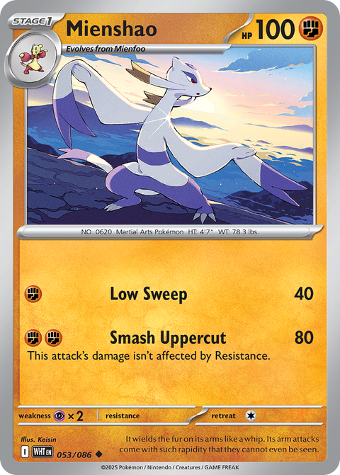 Mienshao 53 White Flare Pokémon card