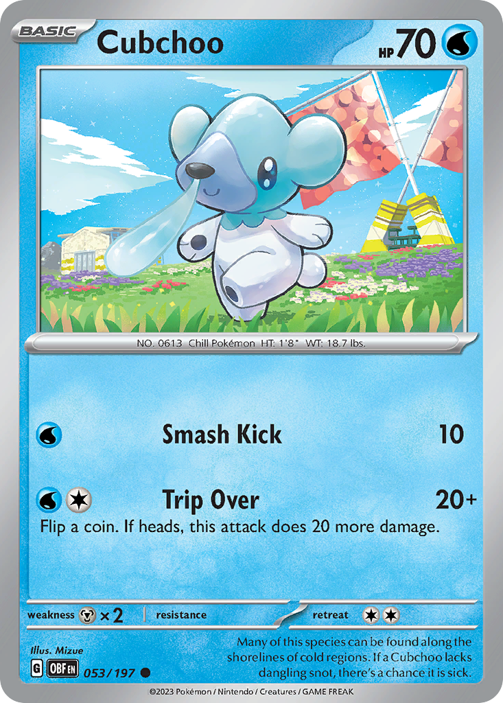 Cubchoo 53 Obsidian Flames Pokémon card
