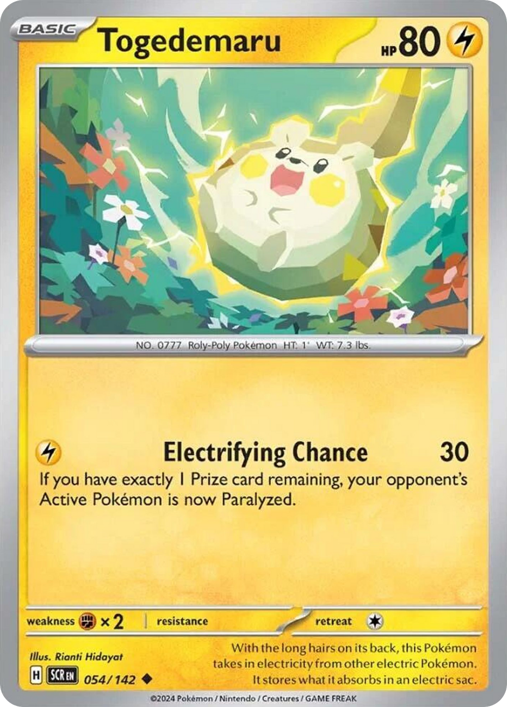 Togedemaru 54 Stellar Crown Pokémon card