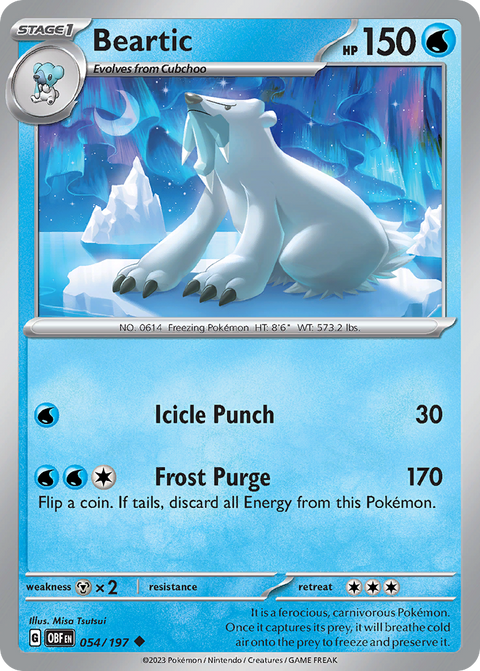 Beartic 54 Obsidian Flames Pokémon card