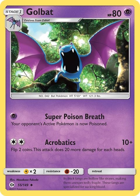 Golbat 55 Sun & Moon Pokémon card
