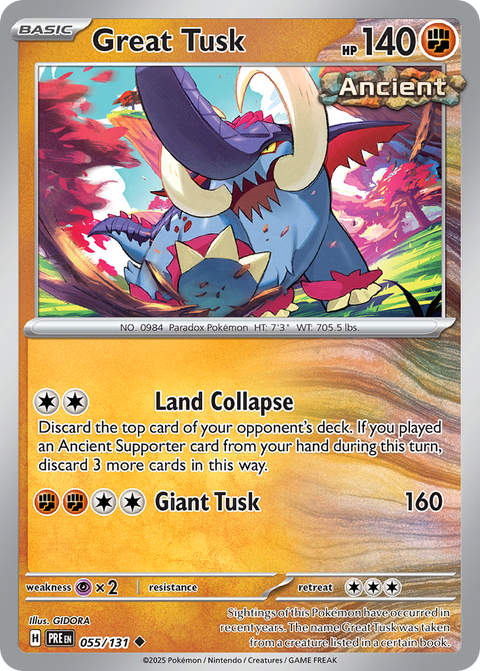 Great Tusk 55 Prismatic Evolutions Pokémon card