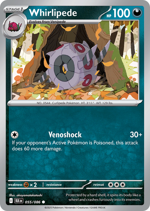Whirlipede 55 Black Bolt Pokémon card