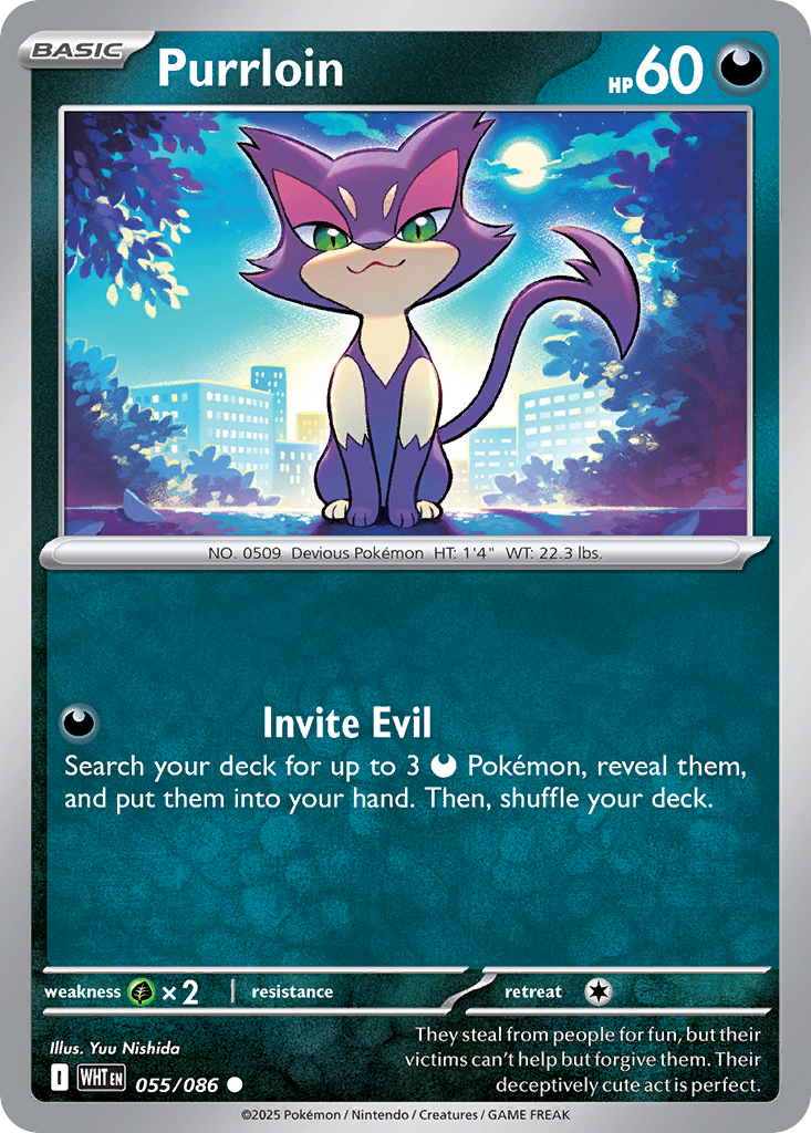 Purrloin 55 White Flare Pokémon card