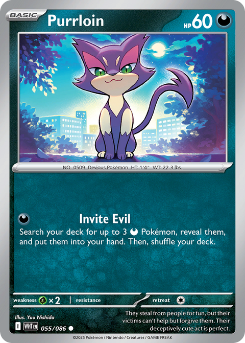 Purrloin 55 White Flare Pokémon card