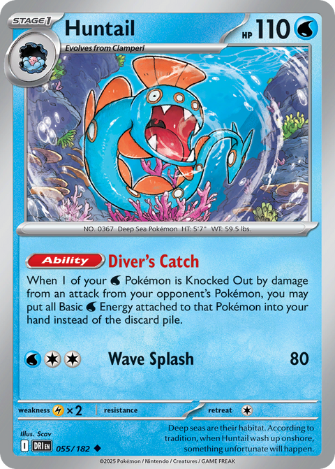 Huntail 55 Destined Rivals Pokémon card