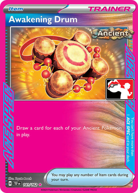 Awakening Drum - 141/162 - Prize Pack Series Five — Play! Pokémon stamped prize pack card