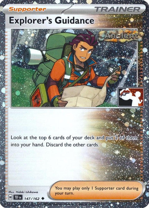 Explorer's Guidance - 147/162 - Prize Pack Series Six — Play! Pokémon stamped prize pack card