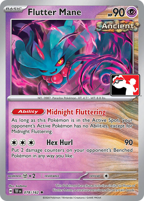 Flutter Mane - 078/162 - Prize Pack Series Five — Play! Pokémon stamped prize pack card