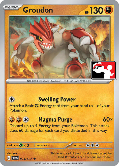 Groudon - 093/182 - Prize Pack Series Five — Play! Pokémon stamped prize pack card