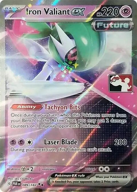 Iron Valiant ex - 089/182 - Prize Pack Series Five — Play! Pokémon stamped prize pack card