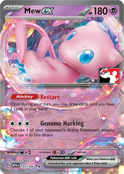 Mew ex - 151/165 - Prize Pack Series Six — Play! Pokémon stamped prize pack card
