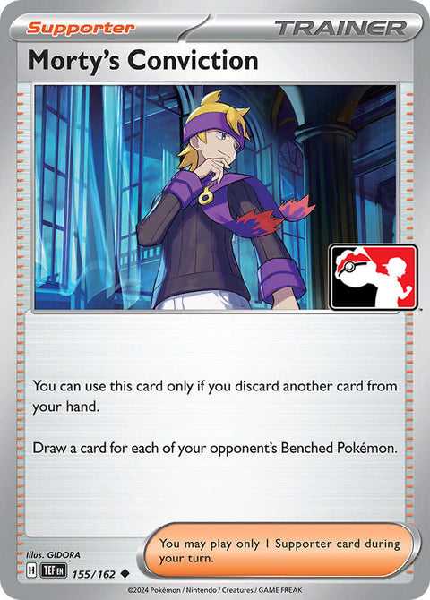 Morty's Conviction - 155/162 - Prize Pack Series Six — Play! Pokémon stamped prize pack card