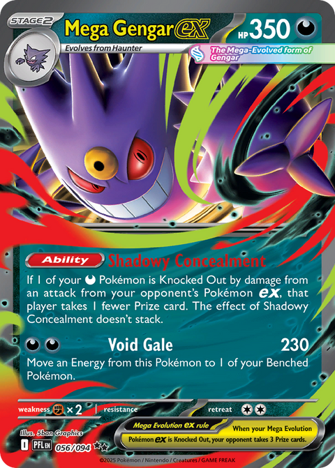 Mega Gengar ex 56 Phantasmal Flames Pokémon card
