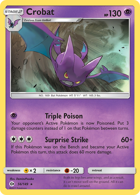Crobat 56 Sun & Moon Pokémon card