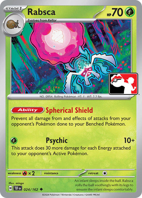 Rabsca - 024/162 - Prize Pack Series Five — Play! Pokémon stamped prize pack card