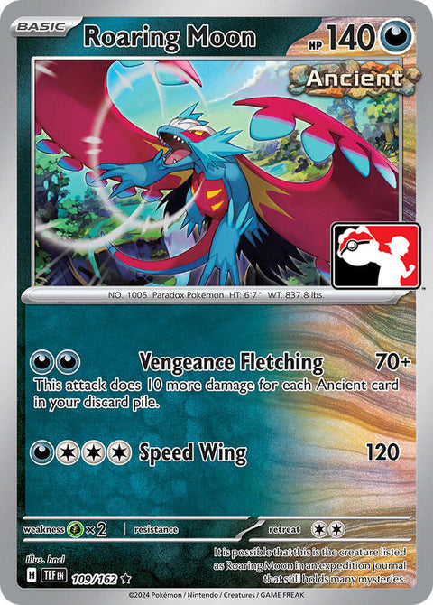 Roaring Moon - 109/162 - Prize Pack Series Six — Play! Pokémon stamped prize pack card