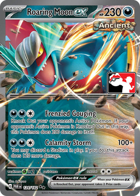 Roaring Moon ex - 124/182 - Prize Pack Series Six — Play! Pokémon stamped prize pack card