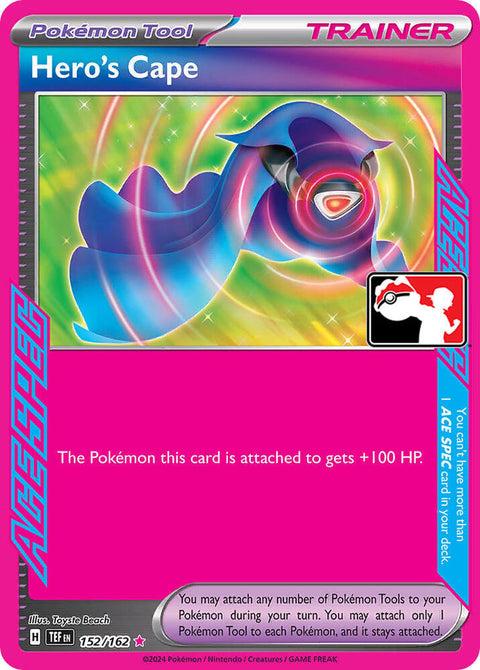 Hero's Cape - 152/162 - Prize Pack Series Five — Play! Pokémon stamped prize pack card