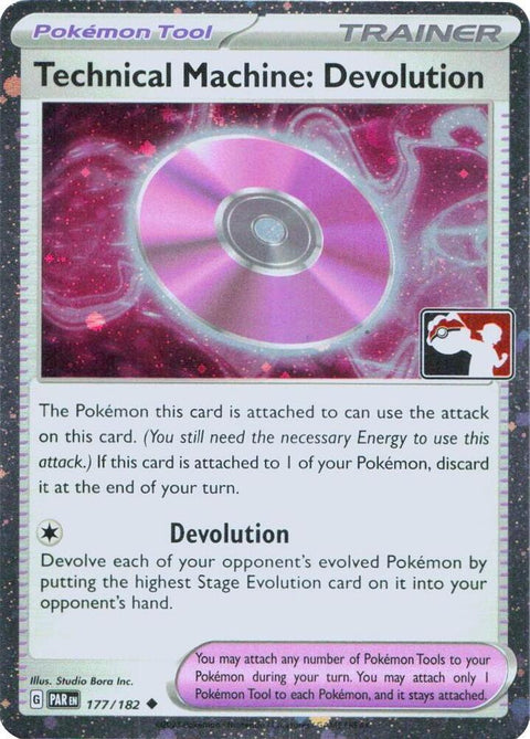 Technical Machine: Devolution - 177/182 - Prize Pack Series Five — Play! Pokémon stamped prize pack card