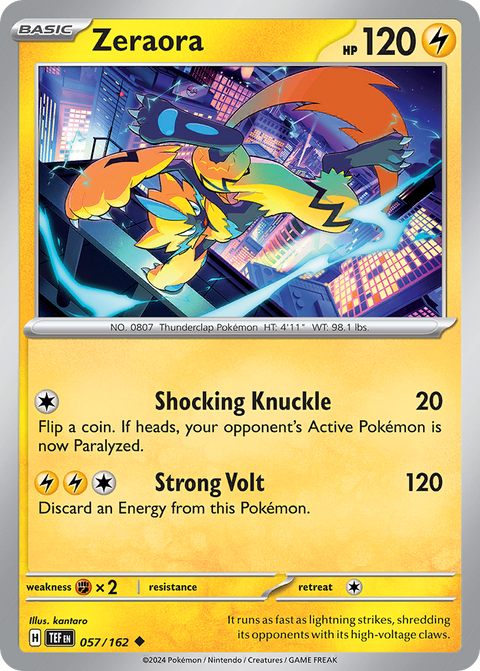 Zeraora 57 Temporal Forces Pokémon card
