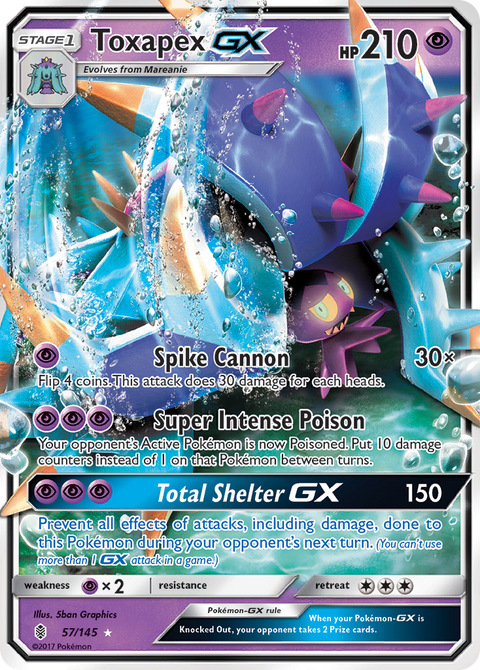 Toxapex-GX 57 Guardians Rising Pokémon card
