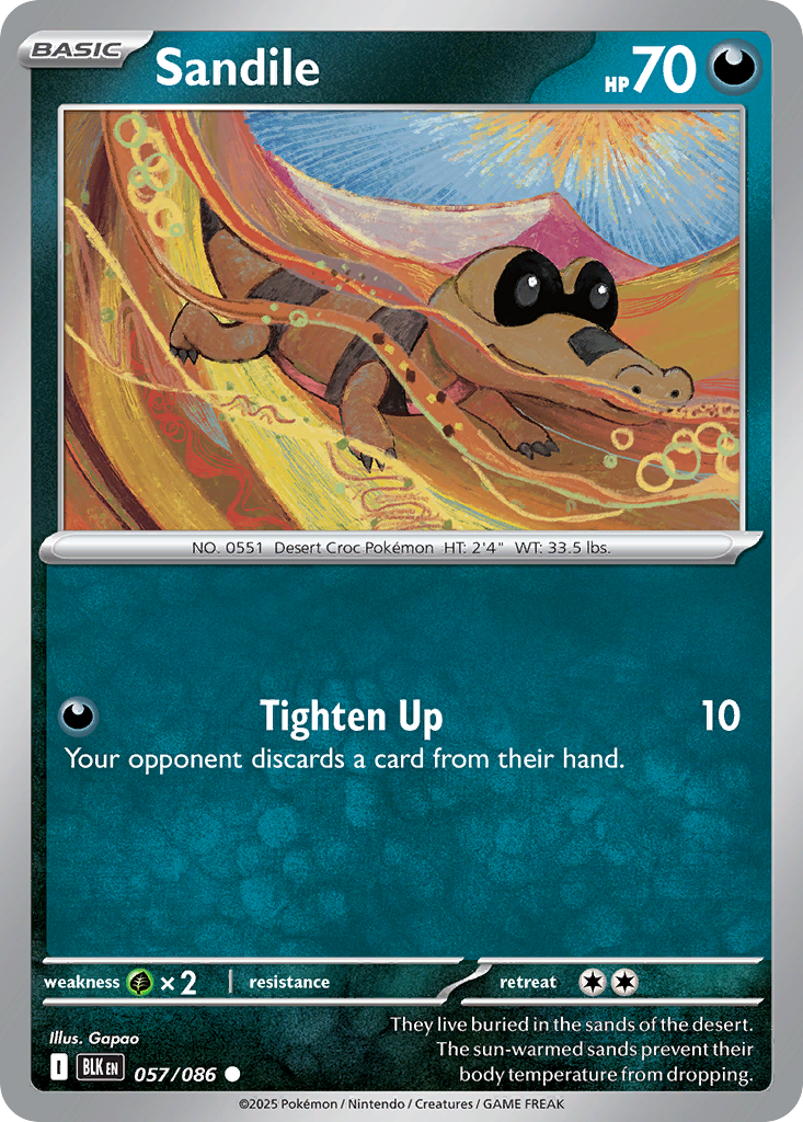 Sandile 57 Black Bolt Pokémon card