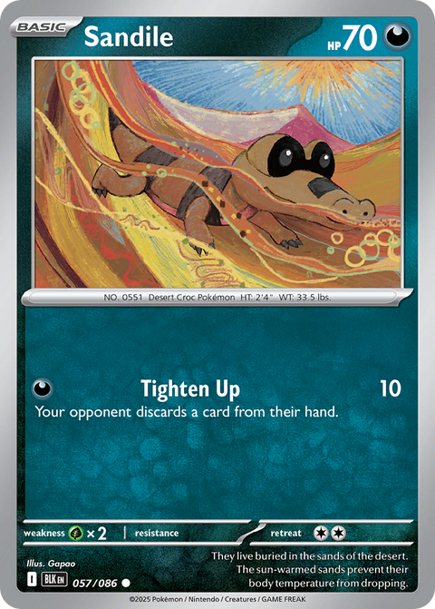 Sandile 57 Black Bolt Pokémon card