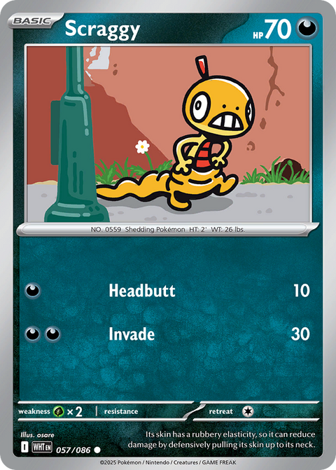 Scraggy 57 White Flare Pokémon card