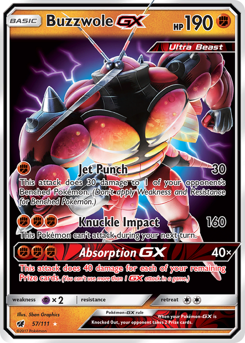 Buzzwole-GX 57 Crimson Invasion Pokémon card